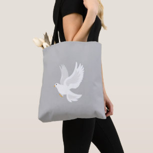 Tote Bag Oiseau de colombe blanche gris
