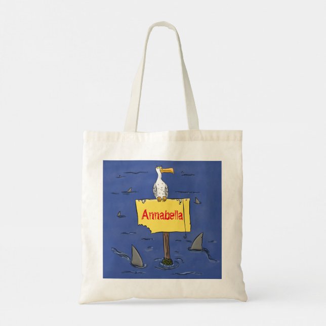 Tote Bag Oiseau de mer amusant entouré de dessins animés de (Dos)