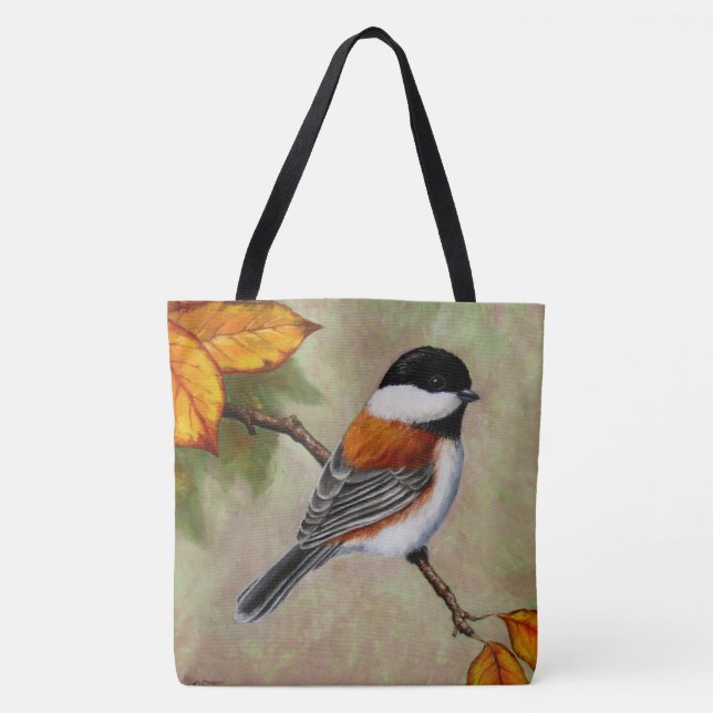 Tote Bag Oiseau de poulet à l'appui de châtaignes (Devant)