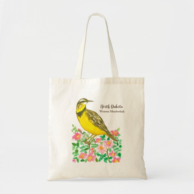 Tote Bag Oiseau du Dakota du Nord Ouest Meadowlark (Devant)
