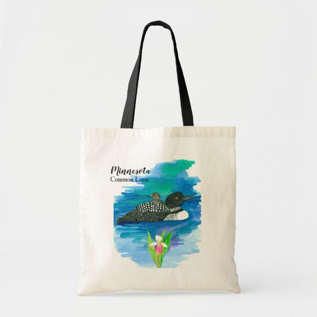 Tote Bag Oiseau du Minnesota de l'État de Loon commun (Devant)