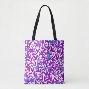 Tote Bag Oiseau et grenade Art Nouveau, Améthyste violet