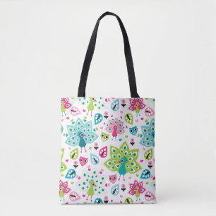 Tote Bag oiseau et hibou de paon