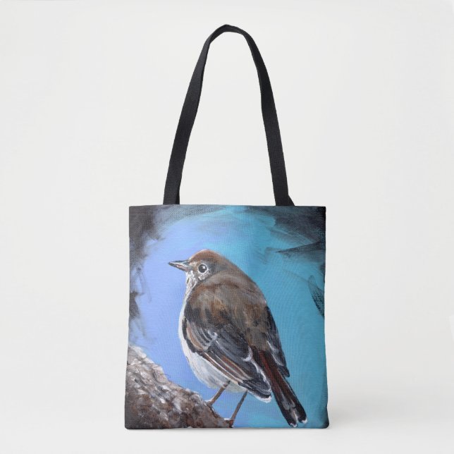 Tote Bag Oiseau Fourre-tout de grive d'ermite (Devant)