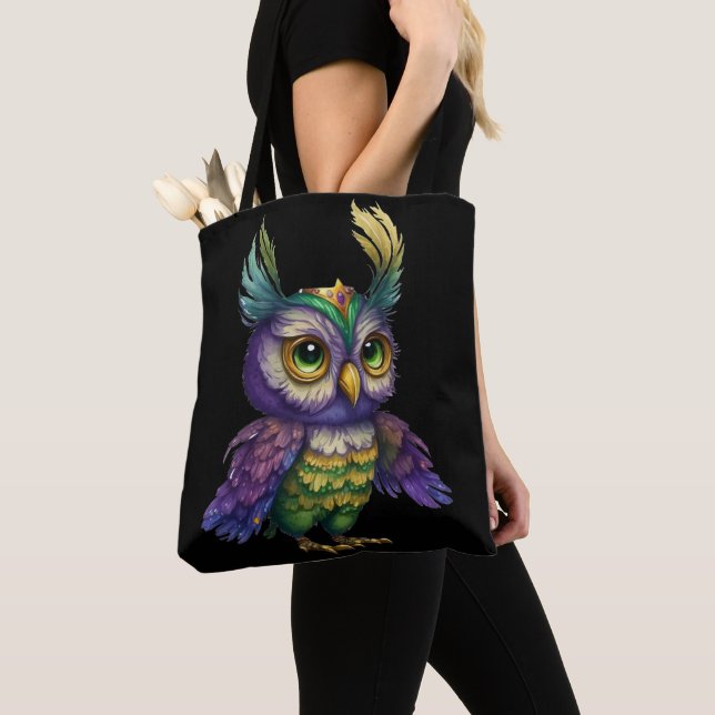 TOTE BAG OISEAU MARDI GRAS OWL (De près)