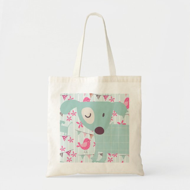 Tote Bag Oiseaux, Chiens, Bannières, Fleurs (Devant)