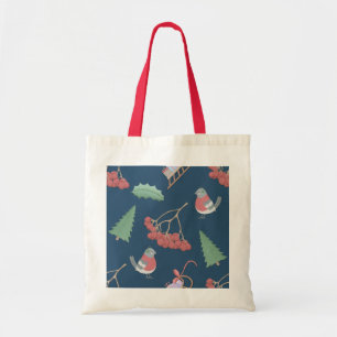 Tote Bag Oiseaux de Noël et coudes Bleus