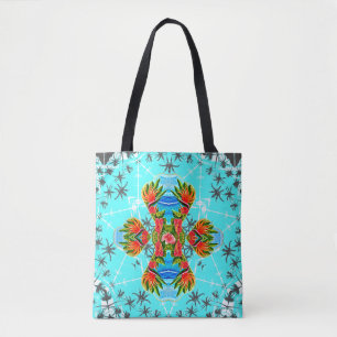 Tote Bag Oiseaux de paradis hawaïens (bleu)