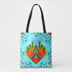 Tote Bag Oiseaux de paradis hawaïens (bleu)