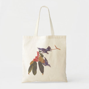 Tote Bag Oiseaux de Paruline Céruleenne d'Audubon avec baie