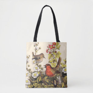 Tote Bag Oiseaux de printemps Robin Oiseaux rouges