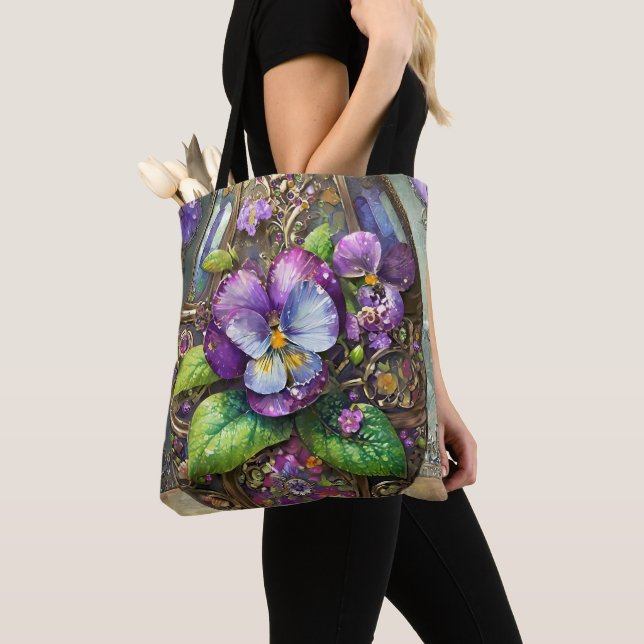 Tote Bag Oiseaux en fleurs Pied violets Fleur sauvage Oeuf  (De près)