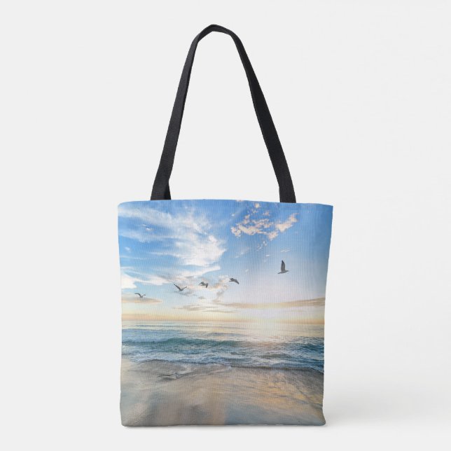 Tote Bag Oiseaux en vol au-dessus de l'océan (Dos)