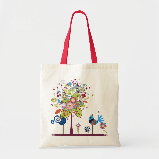 Tote Bag Oiseaux et arbres (Devant)