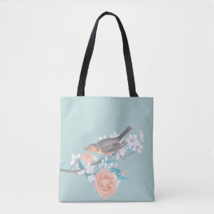 Tote Bag Oiseaux et fleurs