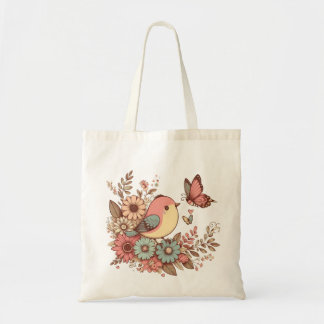 Tote Bag Oiseaux et papillons