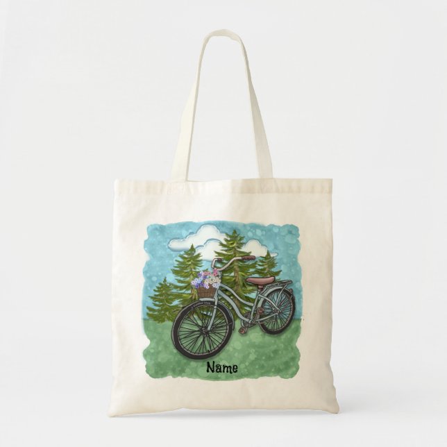 Tote Bag Old Blue Bike Bicycle (Devant)