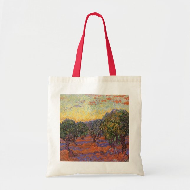 Tote Bag Olive Grove, Ciel orange par Vincent van Gogh (Devant)