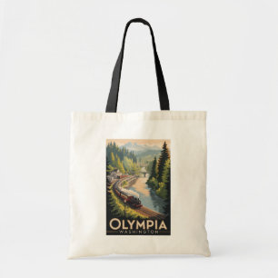 Tote Bag Olympia Washington Illustration Voyage Art Rétro