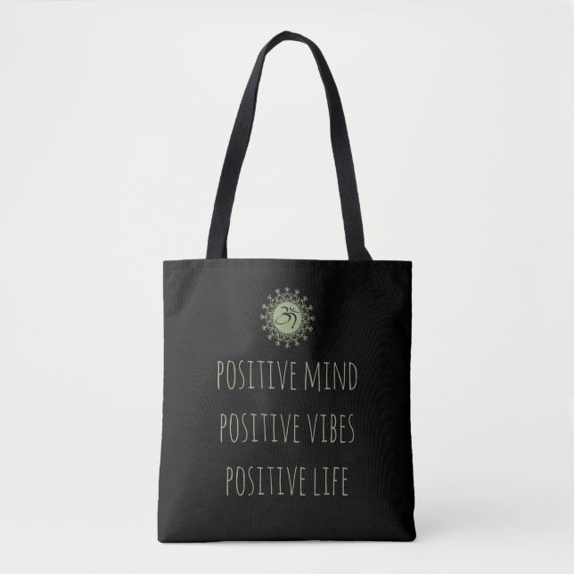 Tote Bag Om vert et Mandala esprit positif Vibes positives (Devant)