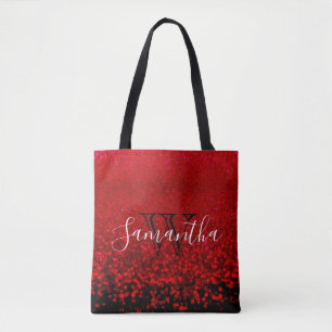 Tote Bag Ombre de parties scintillant rouge et noir