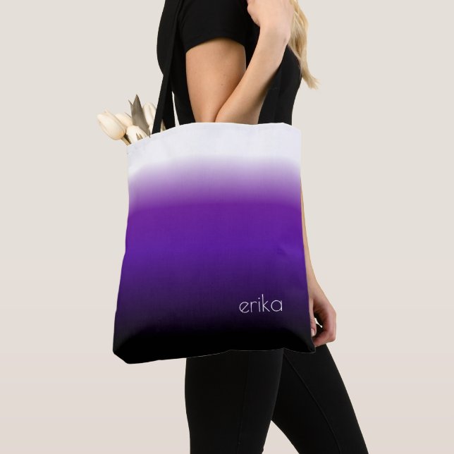 Tote Bag Ombre noir violet blanc (De près)