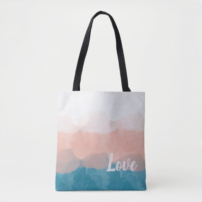 Tote Bag Ombre rose et bleu amour dégradant (Devant)