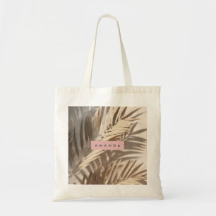Tote Bag Ombres de paume neutres personnalisées Tropicales