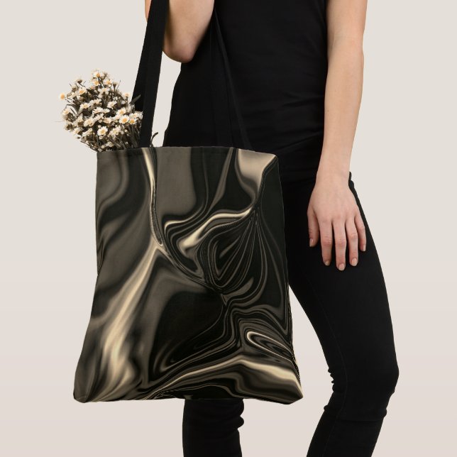 Tote Bag Ondulations en bronze sur arrière - plan beige bru (De près)