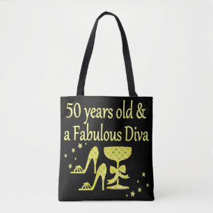 TOTE BAG OR 50 ANS ET UN ANNIVERSAIRE DE DIVA FABULEUX