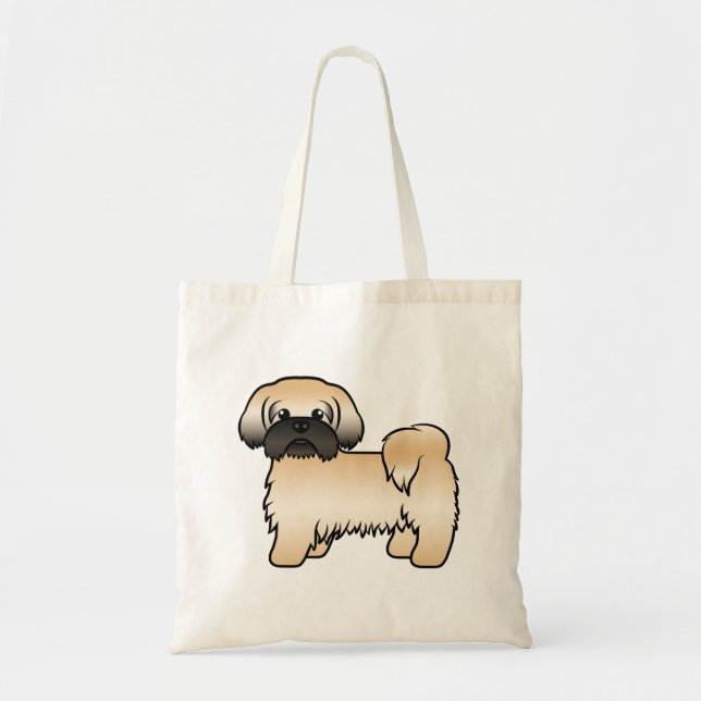 Tote Bag Or avec Masque Noir Chih Tzu Cute Dessin Chien (Devant)