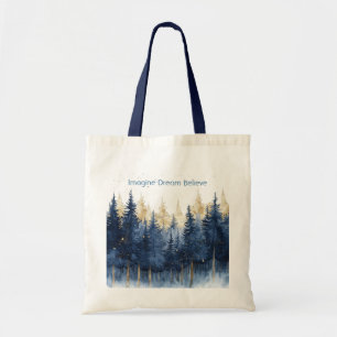 Tote Bag Or Bleu Arbres Imaginez Rêve Croyez