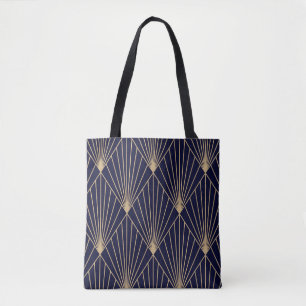 Tote Bag Or bleu foncé Abstrait géométrique