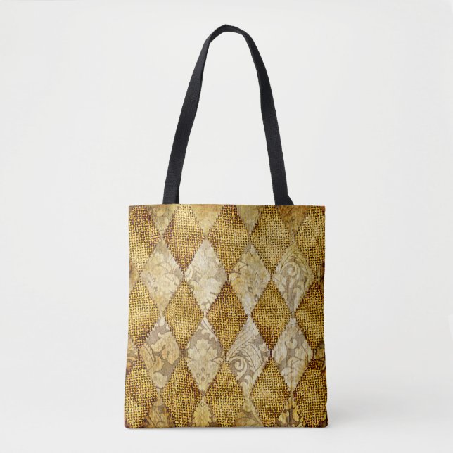 Tote Bag Or géométrique : Sophistication Motif rétro. (Devant)