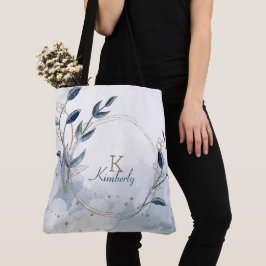 Tote Bag Or Moderne Fleur Initial Nom Monogramme