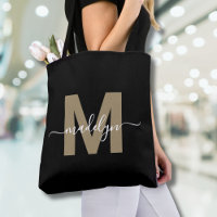 Or Noir Monogramme de Nom de Style Moderne Tendanc