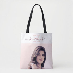 Tote Bag Or rose gold photo monogram mariée