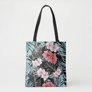 Tote Bag Or rose tropical botanique aloha ananas chic