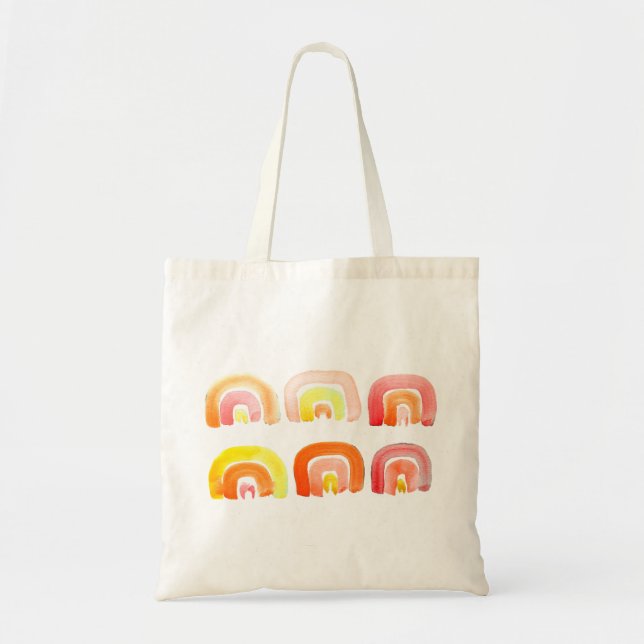 Tote Bag Orange arc-en-ciel art rétro mignon (Devant)
