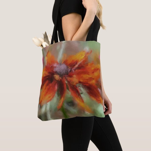 Tote Bag Orange Black Eyed Susan Flower Art (De près)
