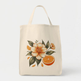 Tote Bag Orange doré Fleur orange