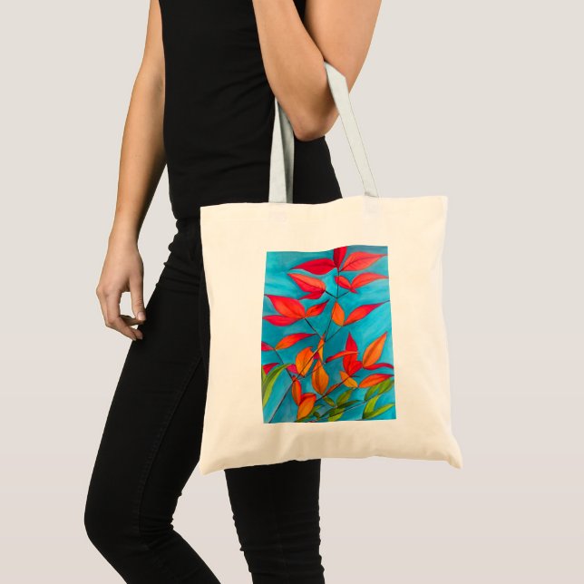 Tote Bag Orange feuille Automne art original aquarelle (Devant (produit))