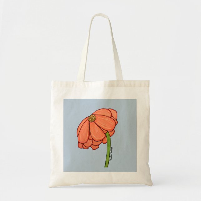Tote Bag Orange Flower with Blue background (Devant)