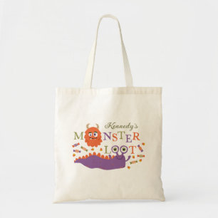 Tote Bag Orange Monster Loot Halloween Trou ou traitement