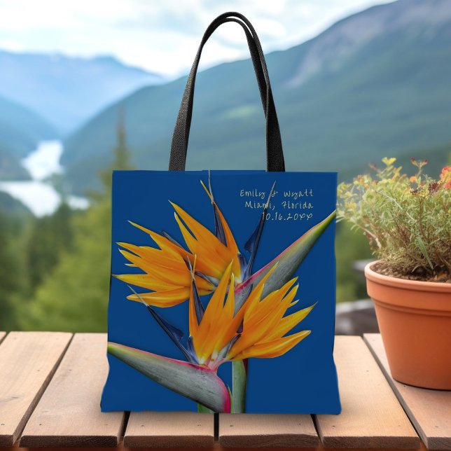 Tote Bag Orange Oiseau du Paradis Mariage Grande fourre-tou (Créateur téléchargé)