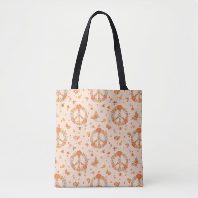 Tote Bag Orange Peace Floral (Devant)