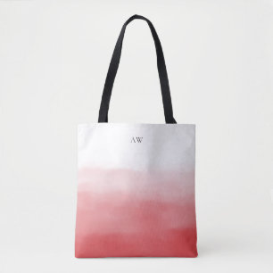 Tote Bag Orange Rouge Aquarelle Ombre Moderne Monogramme