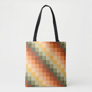 TOTE BAG ORANGE ROUGE VERT JAUNE MOTIFS GÉOMÉTRIQUES