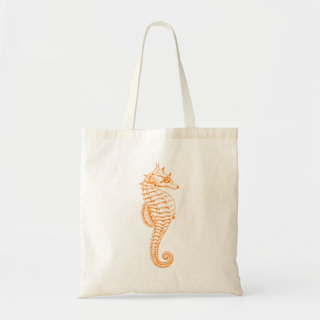 Tote Bag Orange Seahorse (Devant)