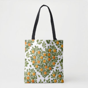 Tote Bag Oranges cardiaques : Branches vertes Amour.